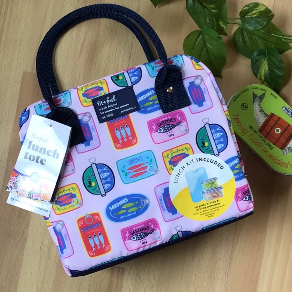 Anthro Sardines Print Cooler Lunch Bag by Fit & Fresh Lunch Box Lunchbox